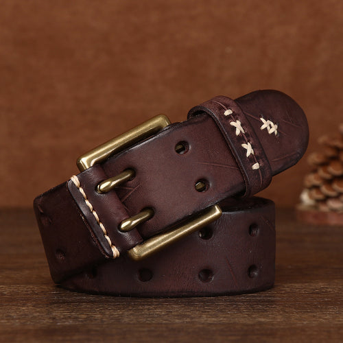 GENUINE cowhide leather belt with brass buckle
